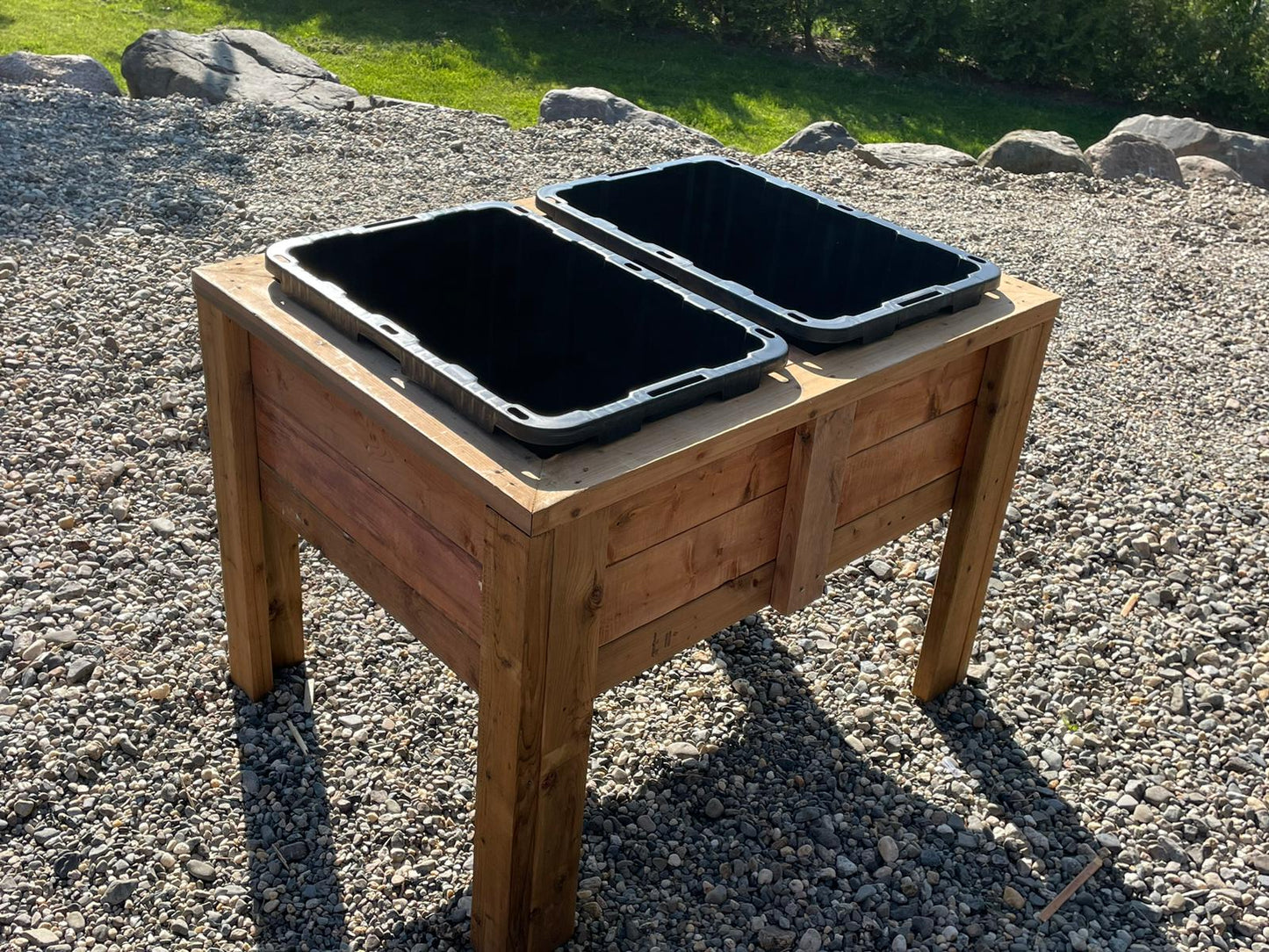Jardinière en bois 2 réservoirs (modèle large)