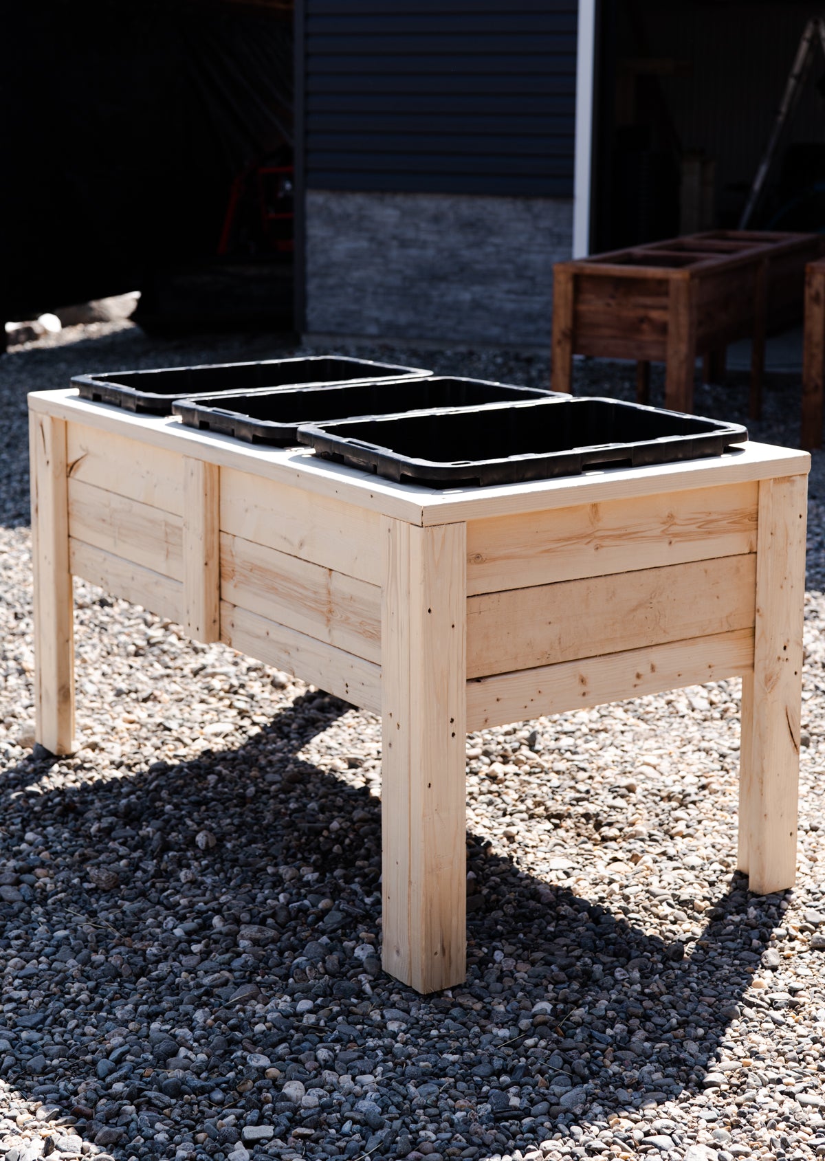 Jardinière en bois 3 réservoirs (modèle large)