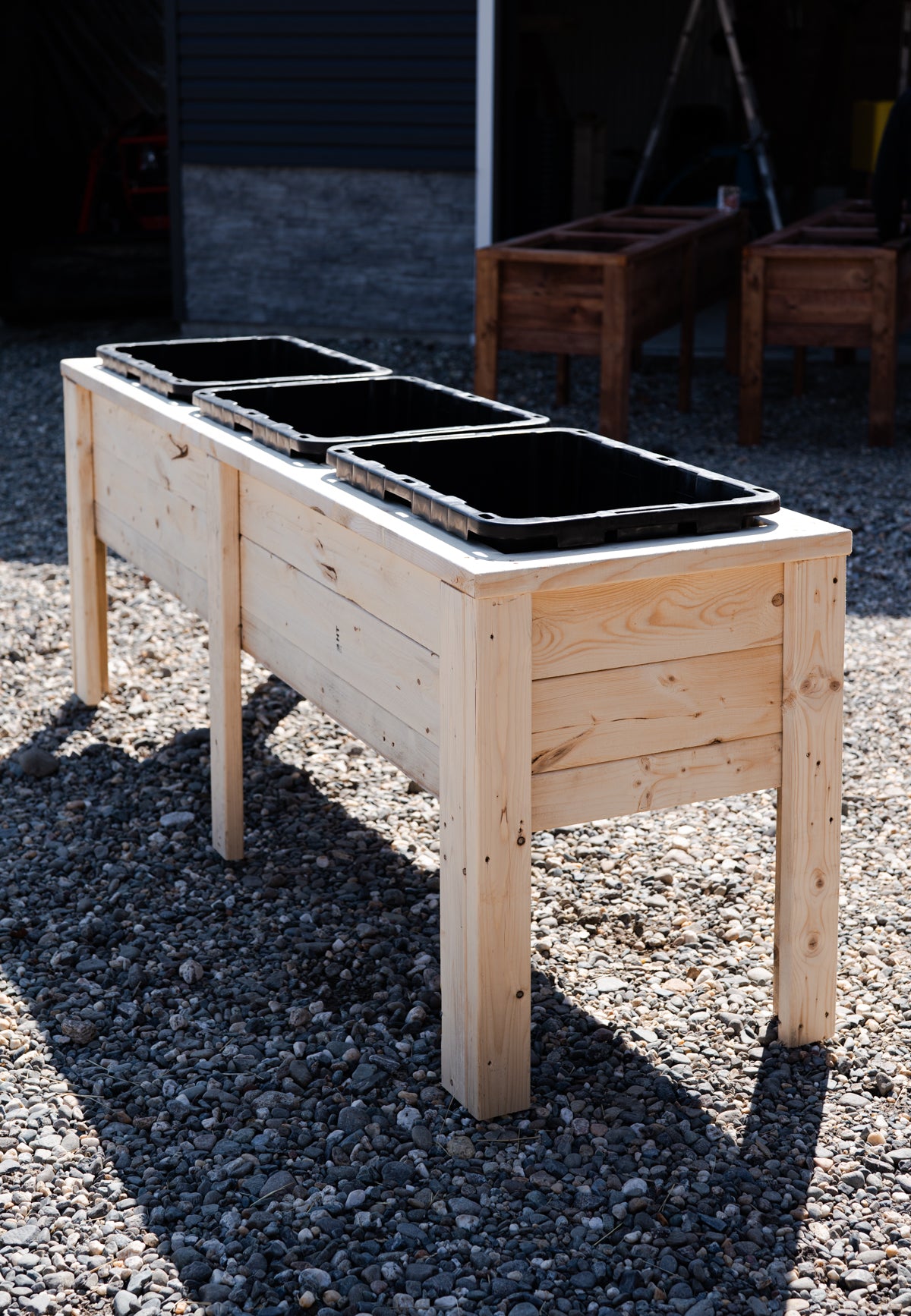 Jardinière en bois 3 réservoirs (modèle long)