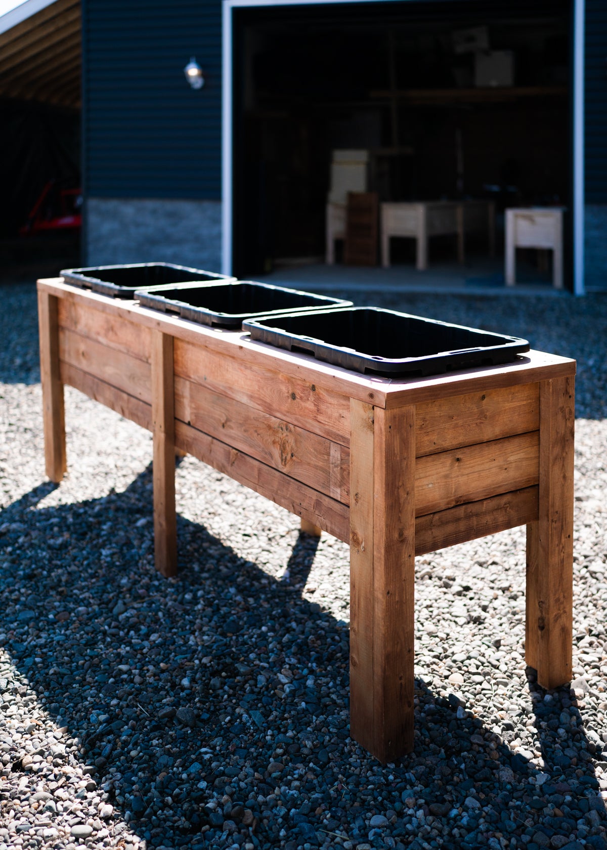 Jardinière en bois 3 réservoirs (modèle long)